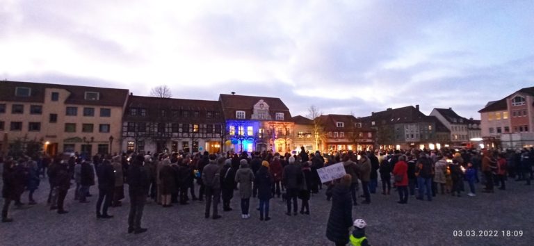 Friedenskundgebung auf dem Marktplatz in Beeskow am 3.3.2022